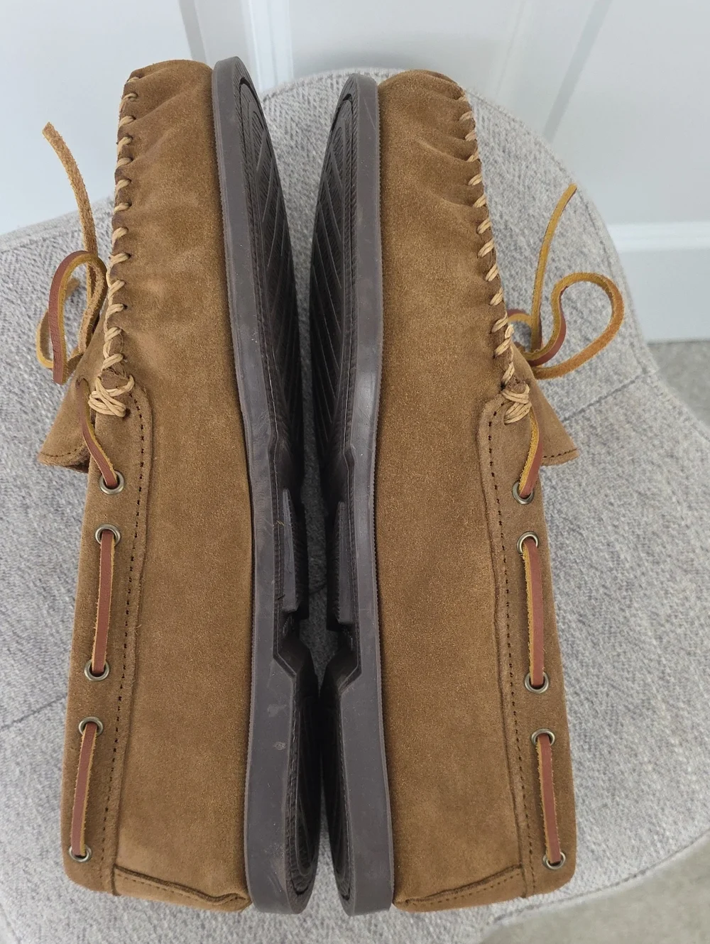 Minnetonka 747W Men's Sued Camp Moccasins In Dusty Brown Size 12 NEW IN BOX